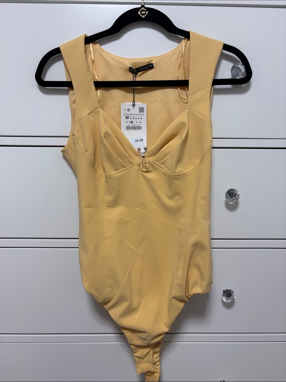 Zara Yellow Sleeveless Bodysuit with Sweetheart Neckline